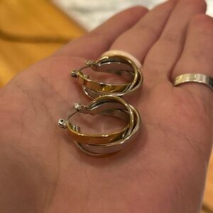 Gold, Bronze & Silver Hoop earrings